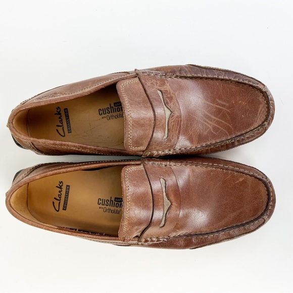 Clarks Ashmont Way Brown Cognac Leather Driving Loafer 9.5 M - Picture 10 of 11